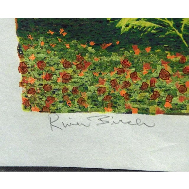 Green Gordon Mortensen "River Birch" Signed Numbered Woodcut Art Print For Sale - Image 8 of 8