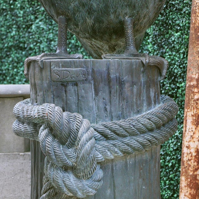 Late 20th Century Late 20th Century Monumental Nautical Bronze Fountain of Pelican on Piling. For Sale - Image 5 of 8