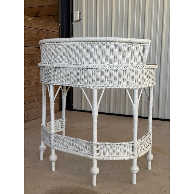 Heywood-Wakefield Antique American Wicker & Loom Vanity Desk With Matching Chair, Early 20th Century For Sale - Image 4 of 12