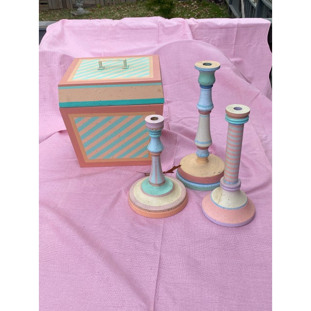Vintage Sally Anderson Candle Sticks and Box Set For Sale - Image 11 of 12