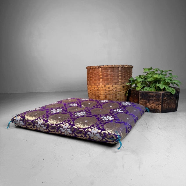 Decorative Japanese ceremonial floor cushion of the haishiki type, also known as terayō zabuton, dating from the 1980s....