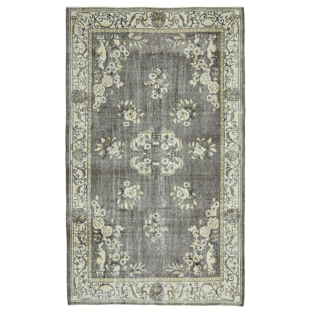 1970s Vintage Turkish Oushak Handmade Wool Cotton Brown Area Rug For Sale - Image 11 of 11