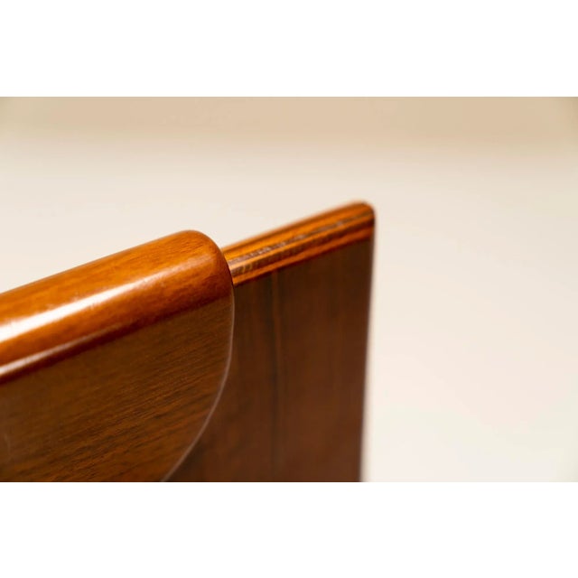 Dining Chairs in Walnut and Leather in the Style of Scarpa, Italy, 1970s, Set of 4 For Sale - Image 9 of 13