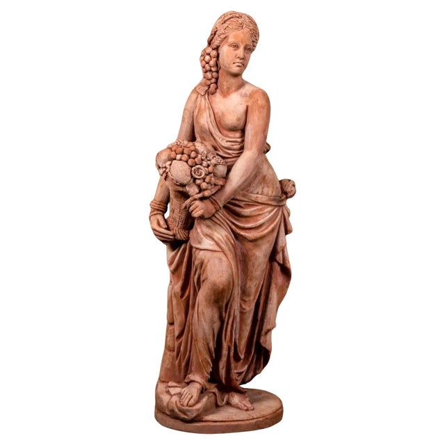 Statues of Abundance, 20th Century, Terracotta, Set of 2 For Sale - Image 5 of 9
