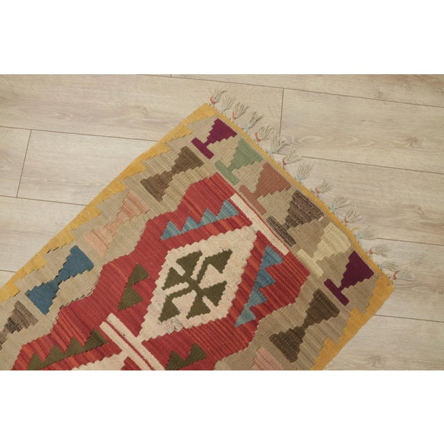 1990s Rustic Beige Hand Knotted Kilim For Sale - Image 9 of 13