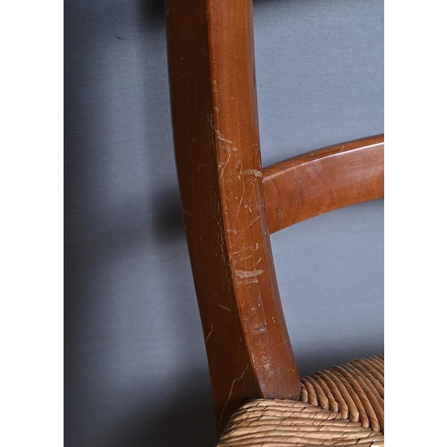 Vintage Cherrywood Straw Chairs, 1950s, Set of 6 For Sale - Image 14 of 18