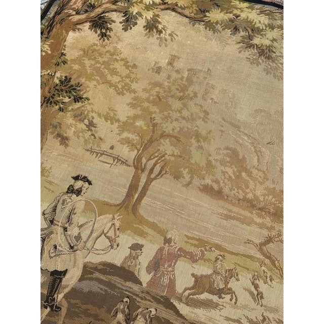 Large Vintage French Hunting with Hounds Jacquard Tapestry in the style of Aubusson, 1970s For Sale - Image 18 of 18