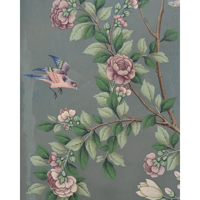 Gracie Style 8 Panel Chinoiserie Painted Wallpaper Screen 12 Ft For Sale - Image 9 of 18