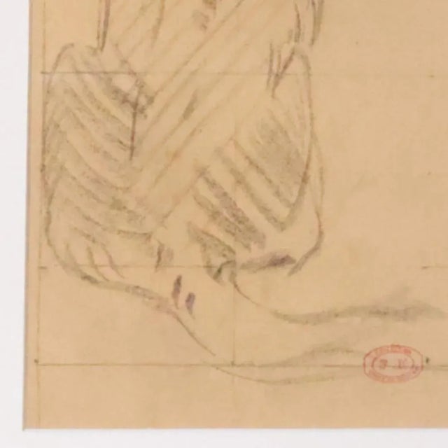 20th Century French Charcoal Best Friend Drawing For Sale - Image 4 of 4