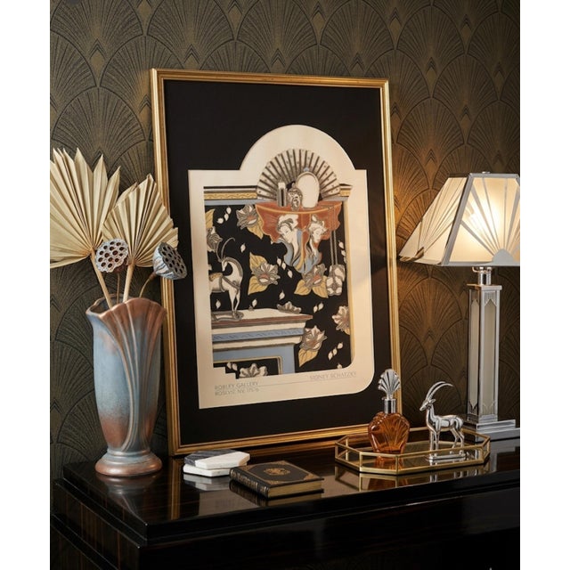 Art Deco Large Scale Sidney Schatzky Art Deco Revival Chinoiserie Print With Custom Pagoda Mat – Framed 26” × 38” Palm Beach Chic - See Inspiration Pics! For Sale - Image 3 of 11