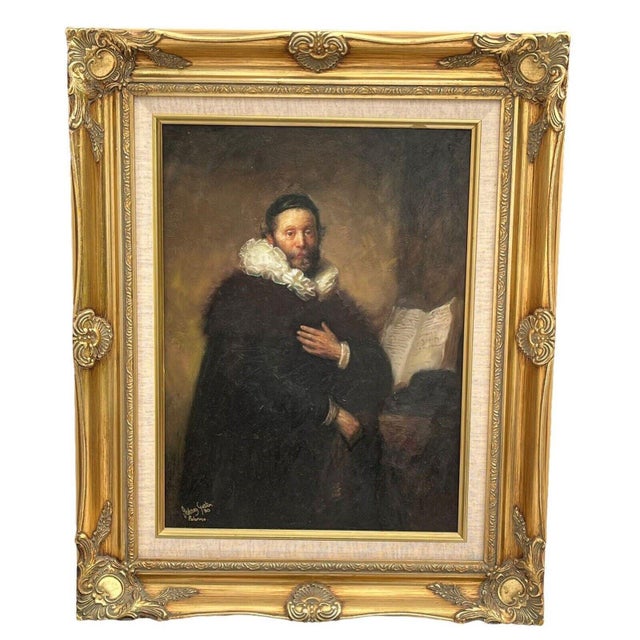 J Gaston, Portrait of Don Gianni Cononico, Head of Catholic Church, Palermo, 20th Century, Oil on Board, Framed For Sale - Image 7 of 13