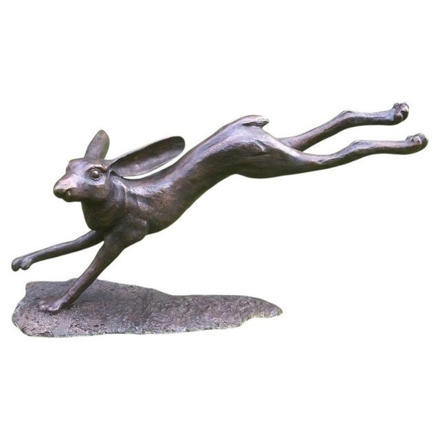 Large Cast Bronze Running Hare Garden Sculpture For Sale - Image 12 of 12