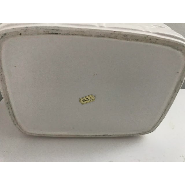 Vintage Shafford White Rectangular Ceramic Woven Basket with Handle Made in Japan For Sale - Image 9 of 12
