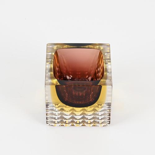 Magnificent decorative Murano glass in a Merlot red and yellow "Sommerso" and cut Murano glass, This stunning piece was...