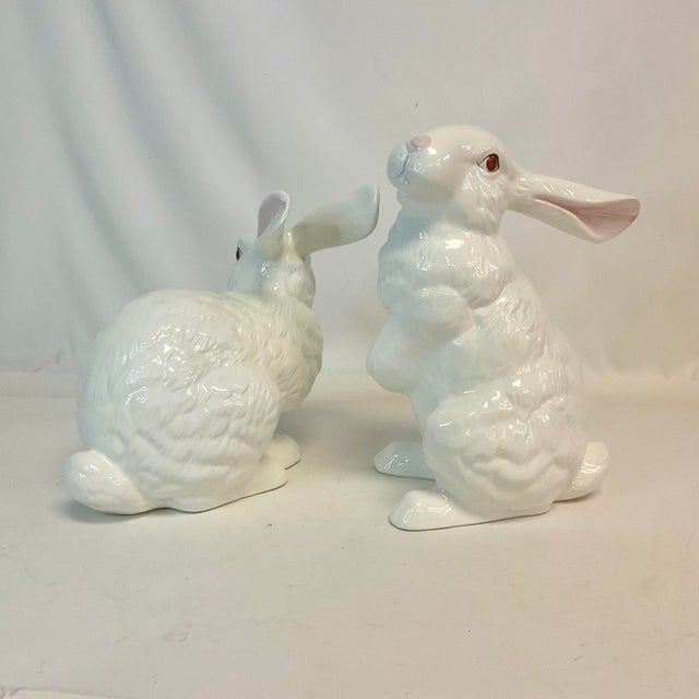 Vintage Hollywood Regency French Porcelain Bunny Rabbits - a Pair ...