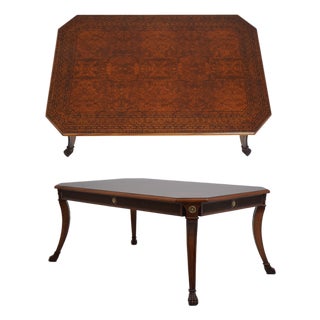 Francesco Molon Inlaid Burl Wood Neoclassical Coffee Table For Sale