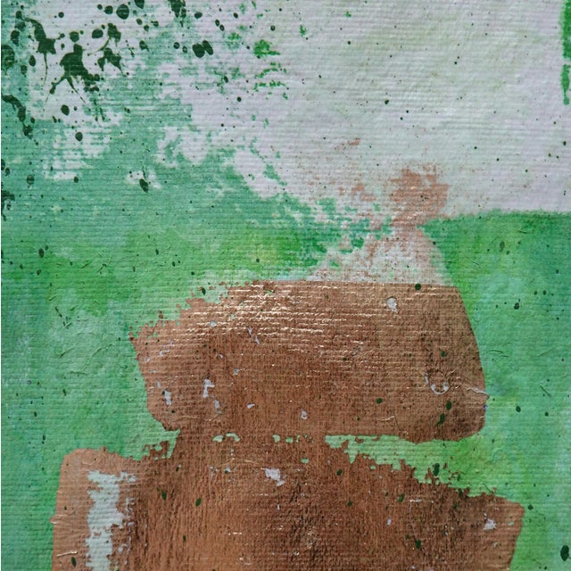 2020s Radiant. IV Framed Gold Leaf on Green Surreal Painting For Sale - Image 5 of 5