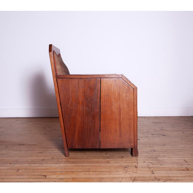 Pair of French Cubist Club Chairs in Leather and Hide, C. 1920s For Sale - Image 4 of 15