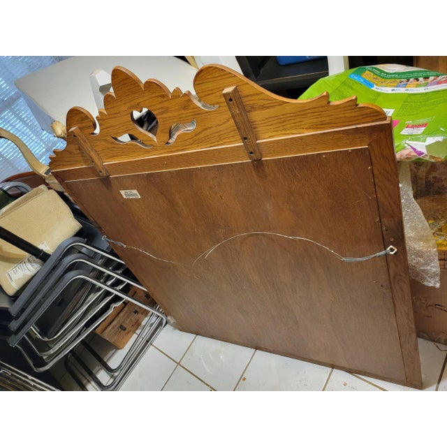 Wood Antique Oak Beveled Mirror For Sale - Image 7 of 7