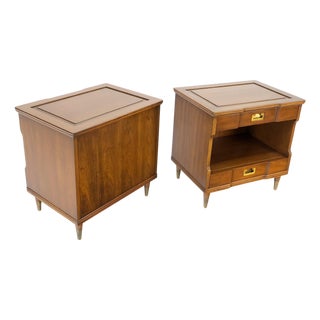Pair Widdicomb Campaign Style Solid Cherry Brass Pulls Night Stands Tables MINT! For Sale