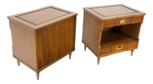 Pair Widdicomb Campaign Style Solid Cherry Brass Pulls Night Stands Tables MINT!