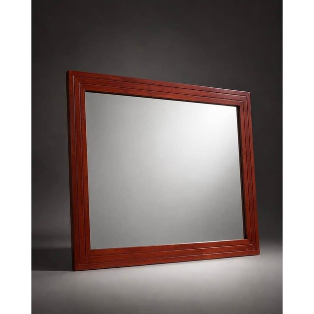 Abstract Large Red Wood Framed Rectangular Wall Mirror For Sale - Image 3 of 6
