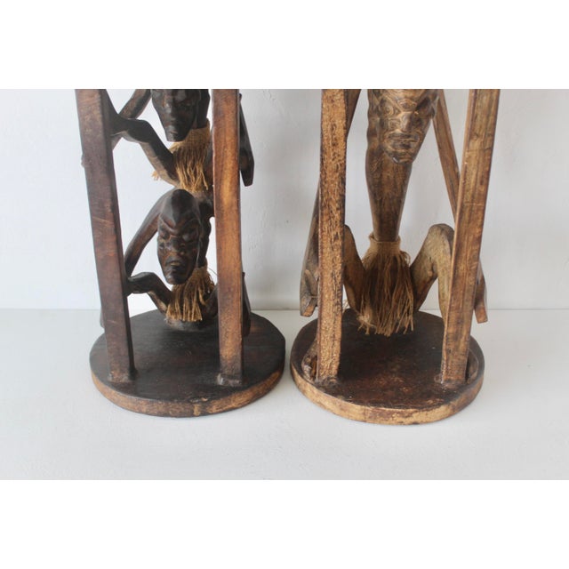 Vintage African Figural Carved Tables-a Pair For Sale - Image 14 of 18
