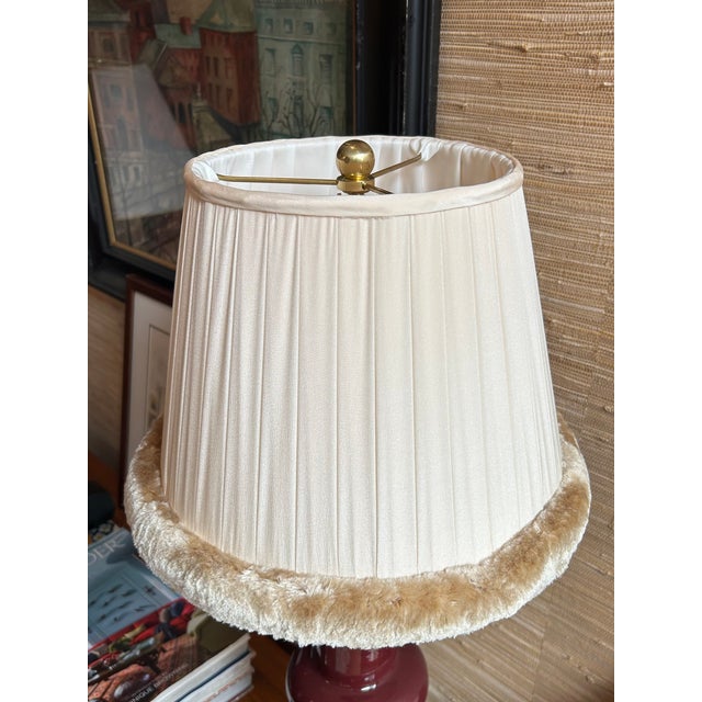Shabby Chic Pair of Baby Pink Lampshades With Caterpillar Trim For Sale - Image 3 of 7