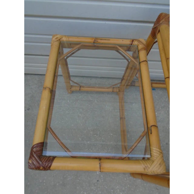 Wood Vinatge Bamboo Nesting End Tables Hollywood Regency-Set of 2 For Sale - Image 7 of 7
