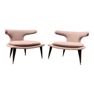 Modern Mid Century Style Lounge Chairs in Pink Boulce- a Pair