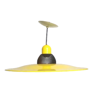 Memphis Style Chandelier Marked Luminaire Csa in Yellow and Black Ca.1980's