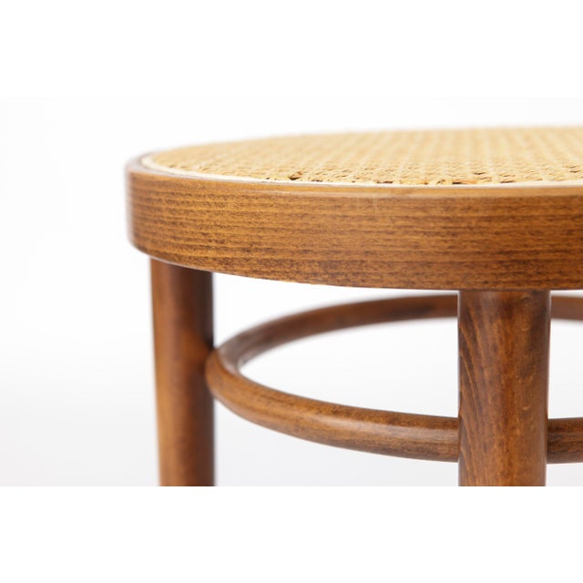1960s Mid-Century Modern Beech Bentwood Stool with Vienna Cane Seat, 1950s For Sale - Image 5 of 9