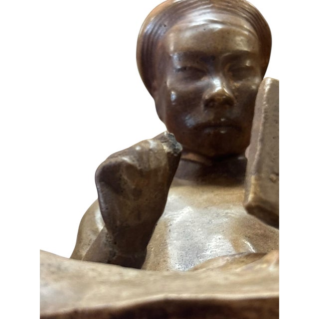 Vintage Chinoiserie Hand-Carved Soapstone Scholar Figurines With Abacus & Tablet, Set of 2 For Sale - Image 10 of 12