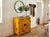 1990s Oriental Bright Mustard Yellow Vinyl Flower Bird Graphic Cabinet For Sale - Image 5 of 16
