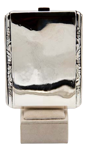 Plain Silver Cigarette Case with Raised Trim and Spring-Loaded Hinged Lid