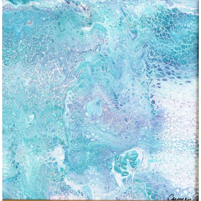 Original Contemporary Modern Abstract Marbleized Art Painting Including the Antiqued Gold Wood Frame For Sale - Image 4 of 5