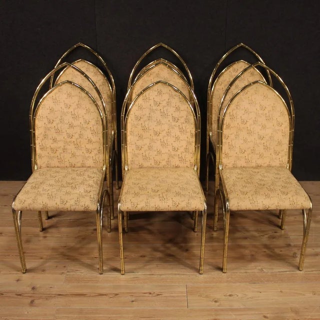 Italian Golden Metal Dining Chairs, 1970s, Set of 6 For Sale - Image 11 of 13