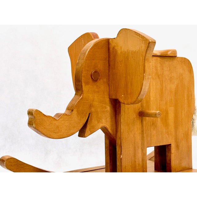 Mid-Century Wooden Rocking Elephant, 1960s For Sale - Image 8 of 10