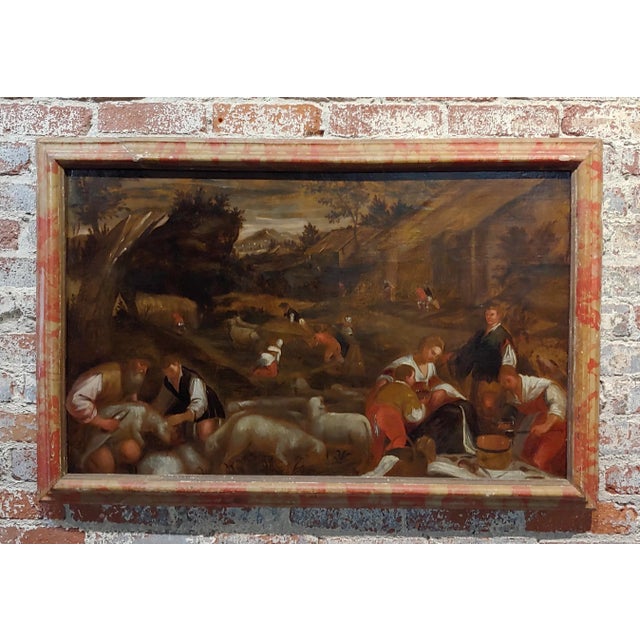 17th Century Italian Old Master -Sheep Shearing -Oil Painting For Sale - Image 10 of 10