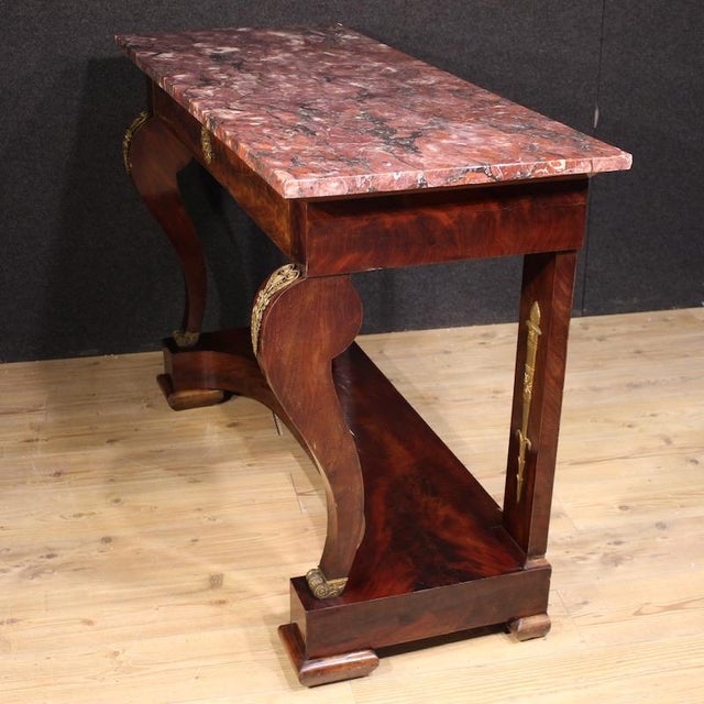 Italian Empire Style Console Table with Marble Top, 1880s For Sale - Image 6 of 13