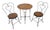 3 Piece Vintage Twisted Iron & Oak Ice Cream Parlor Set Table & 2 Chairs For Sale