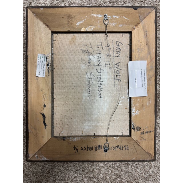 2010s Original Oil Painting Grey Wolf — Signed Wildlife Art — Neutral Framed Cabin / Lodge Decor For Sale - Image 5 of 8