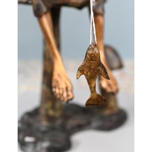Fishing Pixie in Bronze For Sale - Image 4 of 11