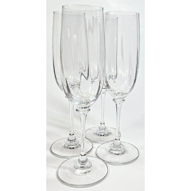 Crystal Champagne Flutes- Set of Four For Sale - Image 9 of 11