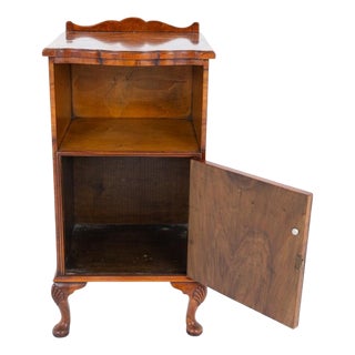 Queen Anne Revival Walnut Nightstand, 1920s For Sale