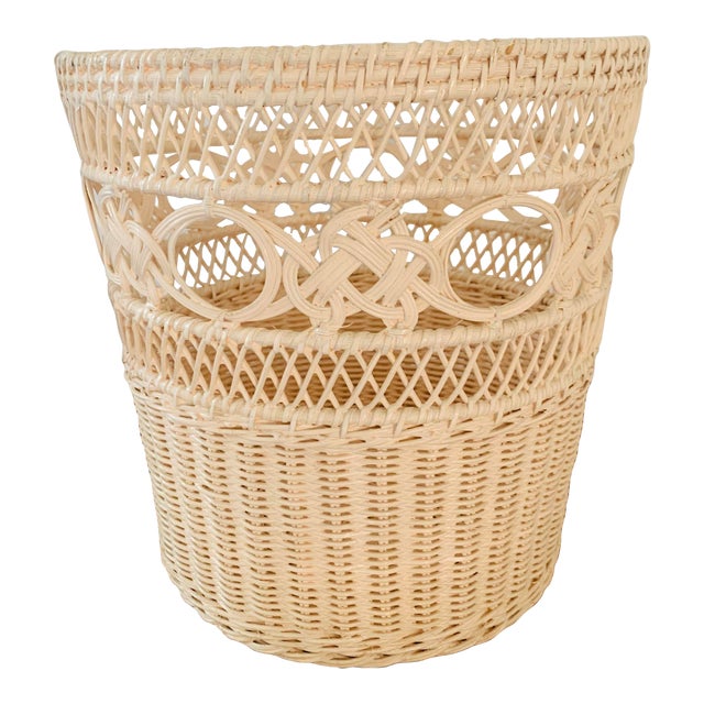 1970s Vintage Wicker Wastebasket Chairish