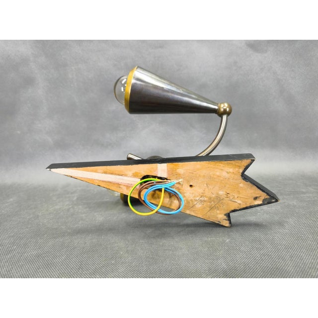 Vintage Art Deco Wall Lamp in Metal and Wood, 1930s For Sale - Image 11 of 14