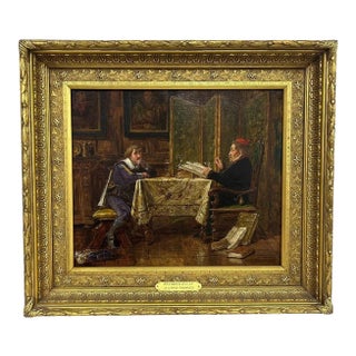 Late 19th Century A Problem" Oil Painting 2 Lawyers For Sale