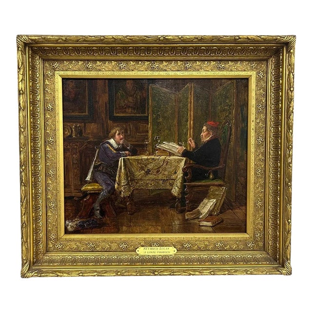 Late 19th Century A Problem" Oil Painting 2 Lawyers For Sale
