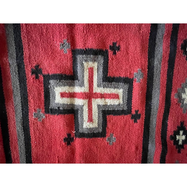 1930s Spectacular New Mexico Large Red Cross 1920's Chimayo Weaving - Rare For Sale - Image 5 of 7